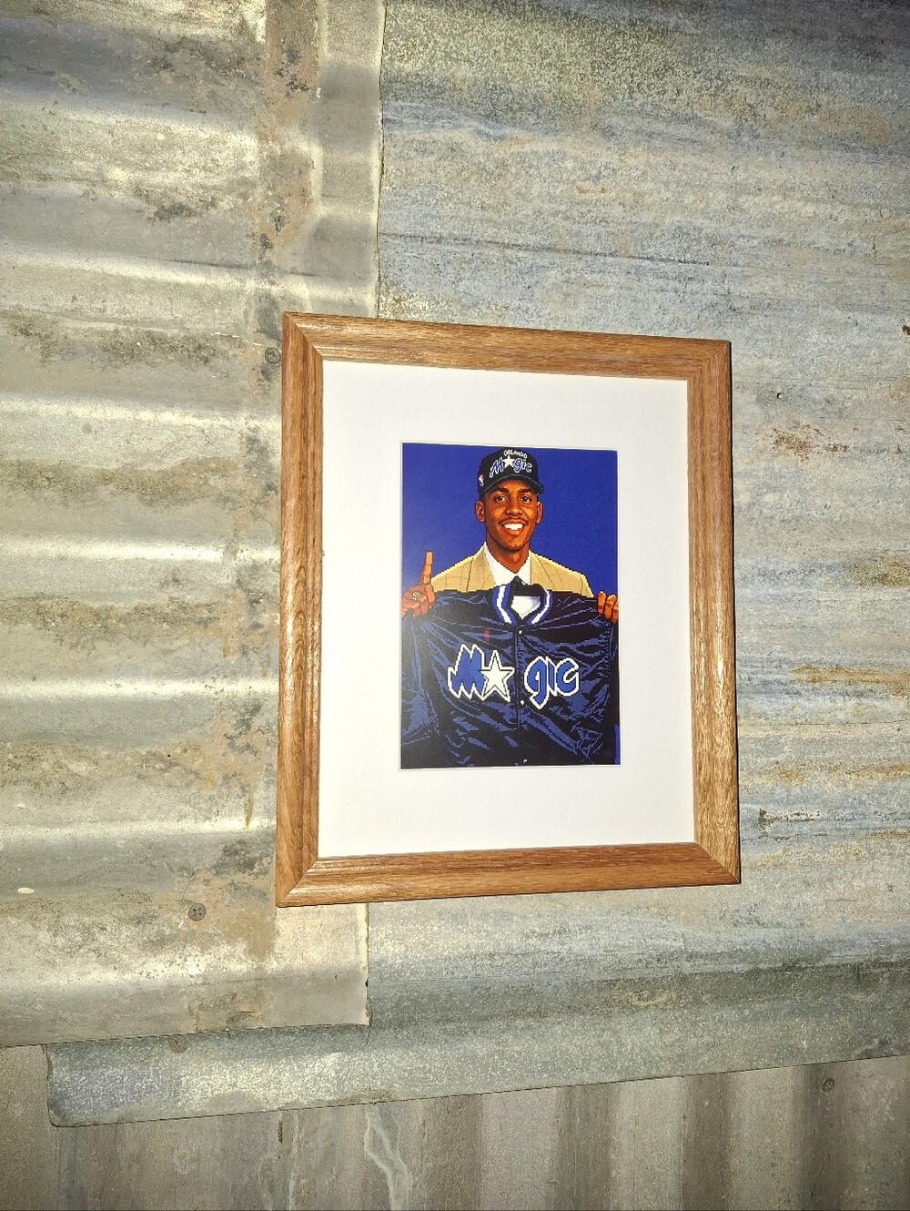 8 Bit Penny Hardaway Draft Day Retro NBA Orlando Magic Framed Art Print